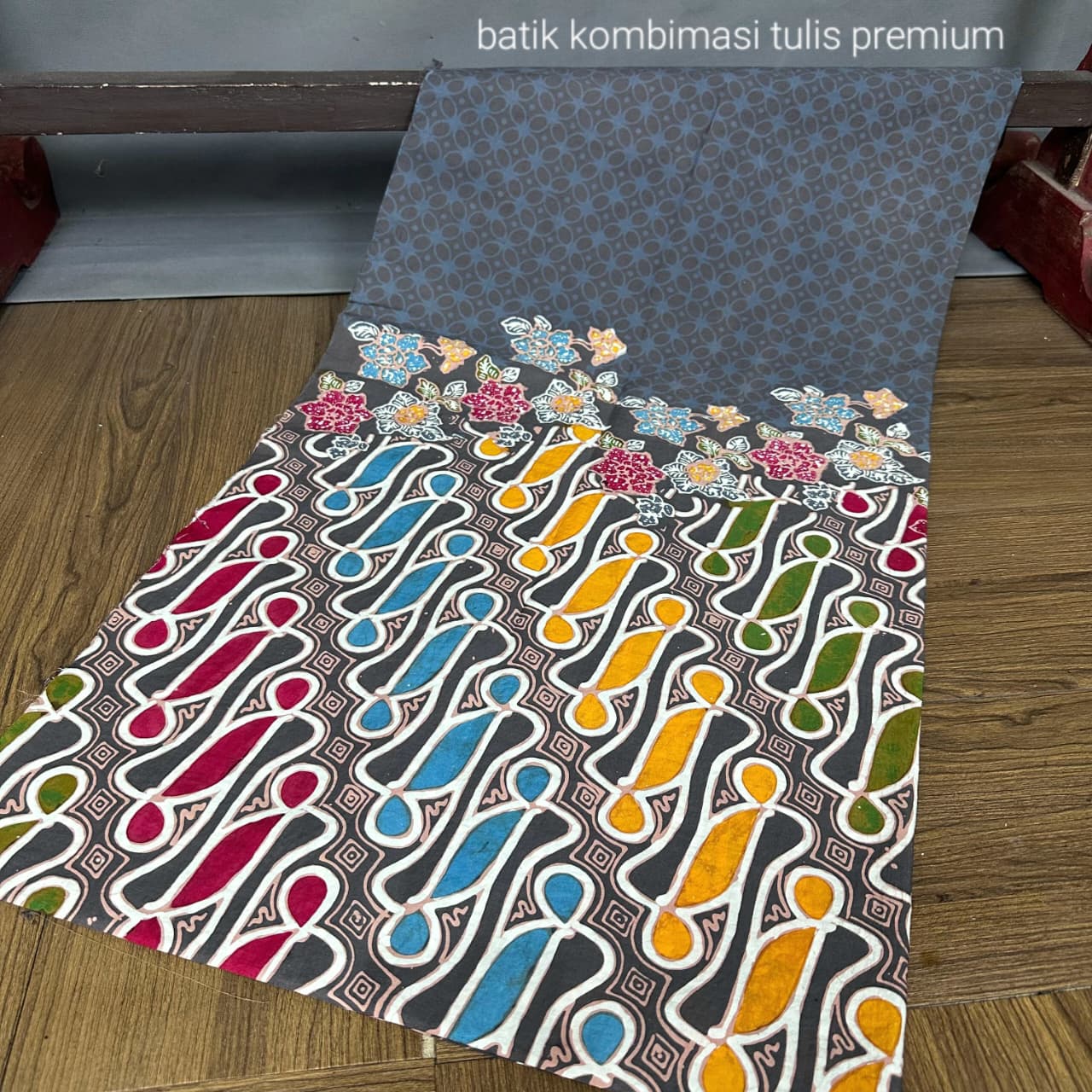 Kain Batik Kombinasi Tulis Indigo premium I007