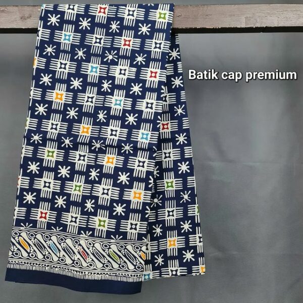 Kain Batik Cap Premium Motif Bintang Hitam 2