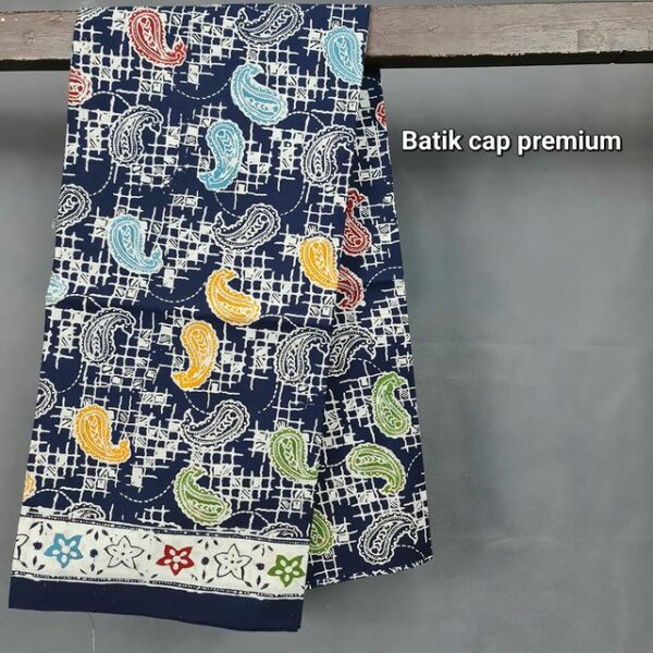 Kain Batik Cap Premium Motif Bintang Kombinasi Hitam 2