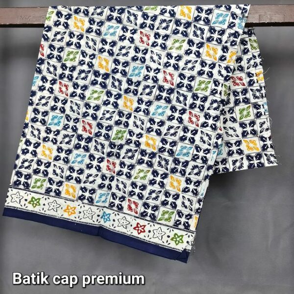 Kain Batik Cap Premium Motif Kawung Kombinasi Hitam