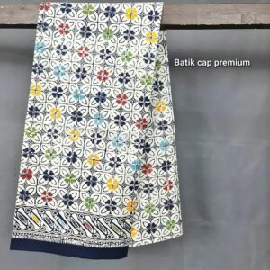 Kain Batik Cap Premium Motif Kawung Kombinasi Putih 2