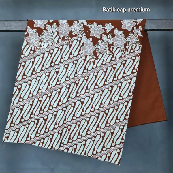 Kain Batik Cap Premium Motif Parang Kombinasi Coklat Tua