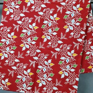 Kain Batik Katun Cap Premium Merah Motif Bunga