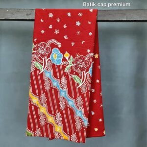 Kain Batik Katun Cap Premium Merah Motif Kombinasi 2