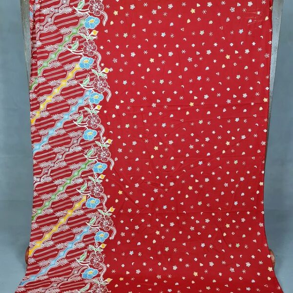 Kain Batik Katun Cap Premium Merah Motif Kombinasi 3