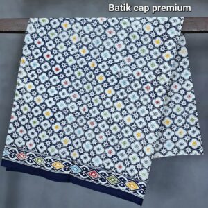Kain Batik Katun Cap Premium Motif Bunga Kamboja Hitam