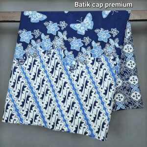 Kain Batik Katun Cap Premium Motif Kupu Biru