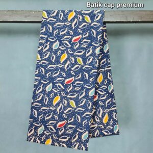 Kain Batik Katun Cap Premium Navy Motif Daun Kecil 2